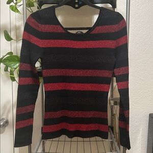 NWOT erik stewart lightly Ribbed Plain & Metallic Striped Warm Sweater